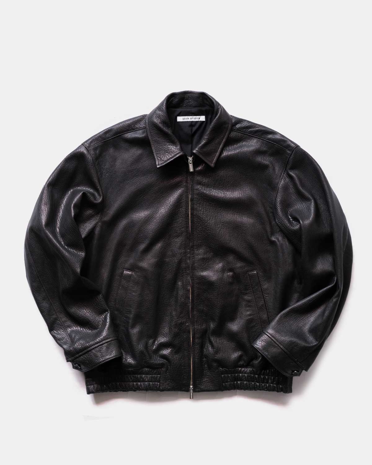 LEATHER ZIP UP BLOUSON ‐Sheep Shrink leather‐