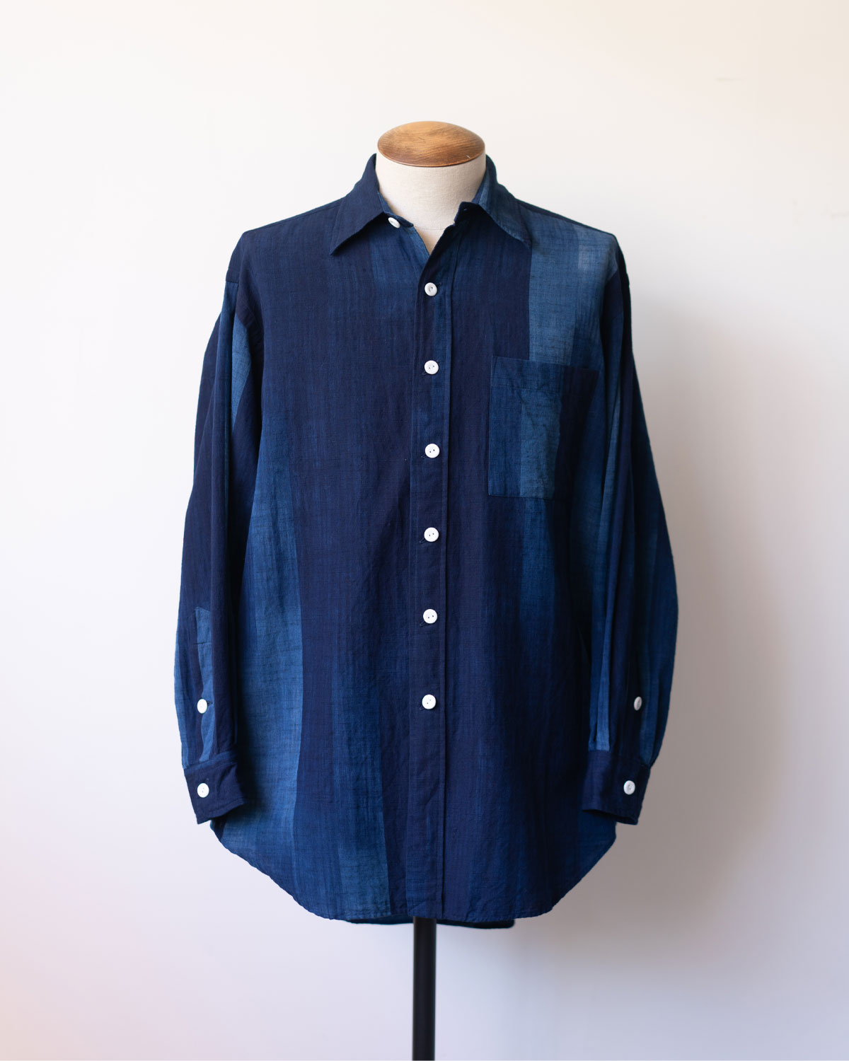 SOWBOW SHIRT -G "KURUME-KASURI" True INDIGO Stripe