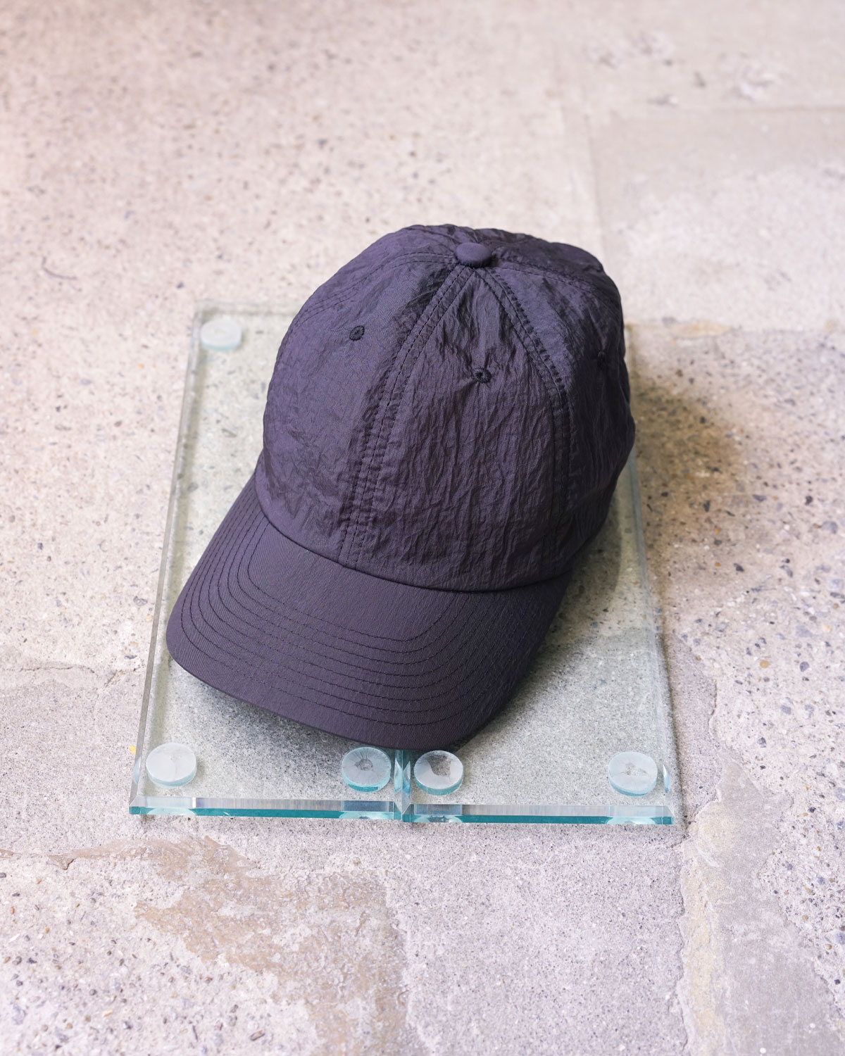 SHRINK TAFFETA 6 PANEL CAP  -black-