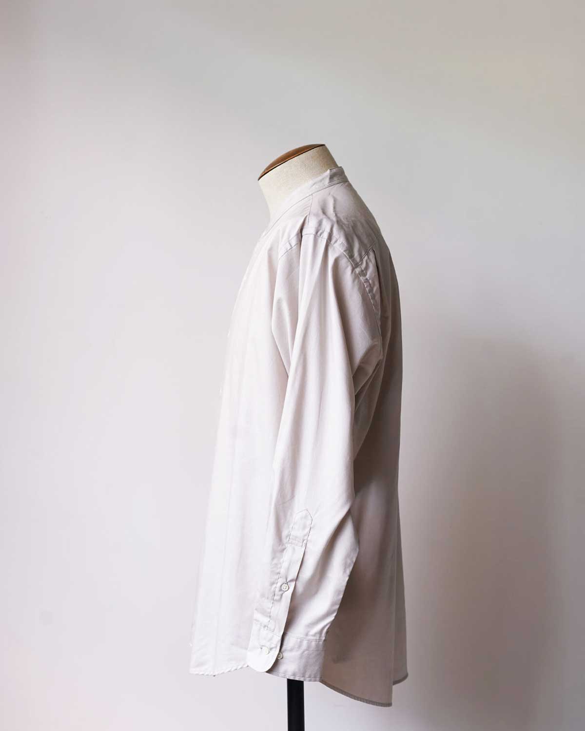 Band Collar Long Sleeve Shirt (Cotton Rayon)