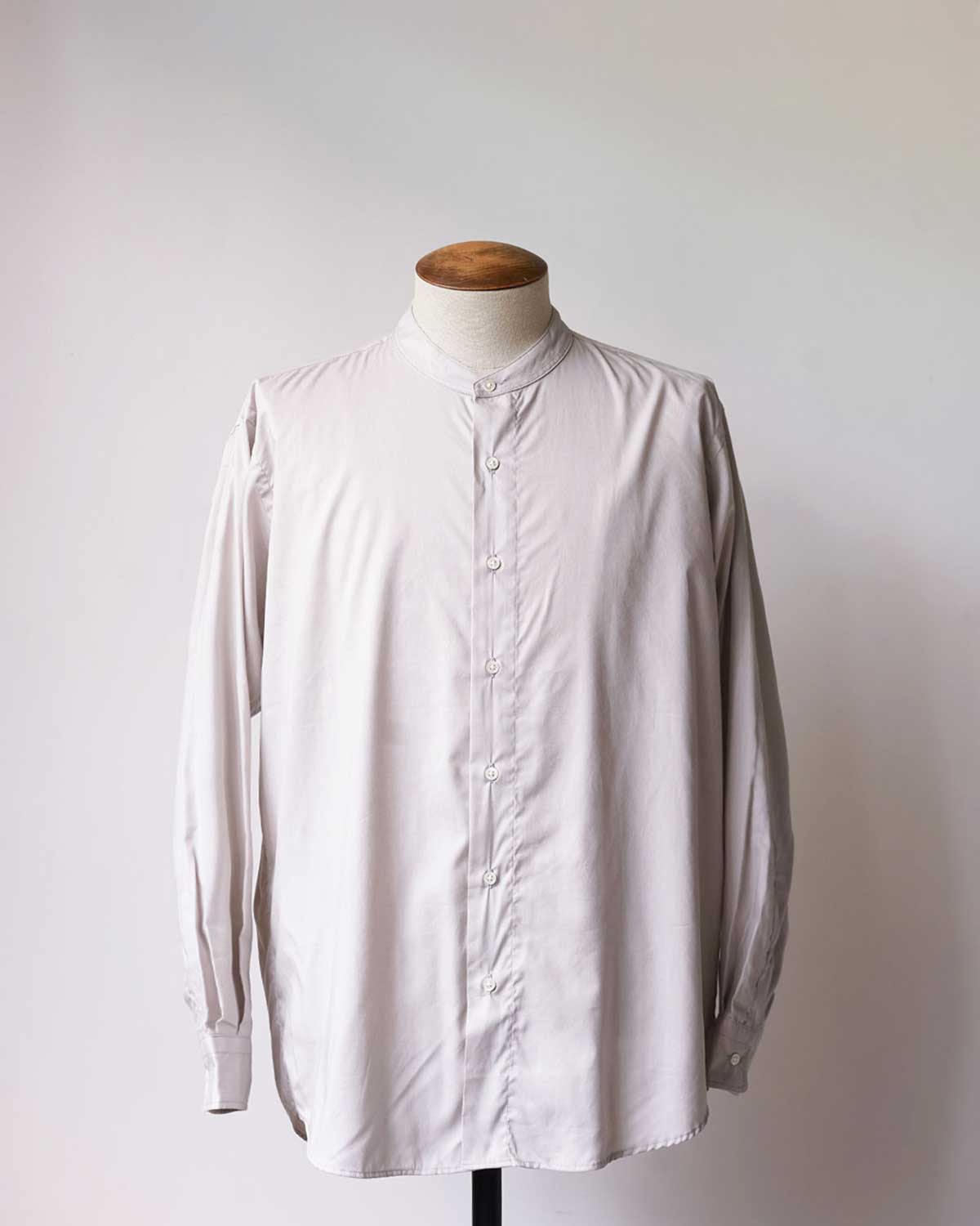Band Collar Long Sleeve Shirt (Cotton Rayon)