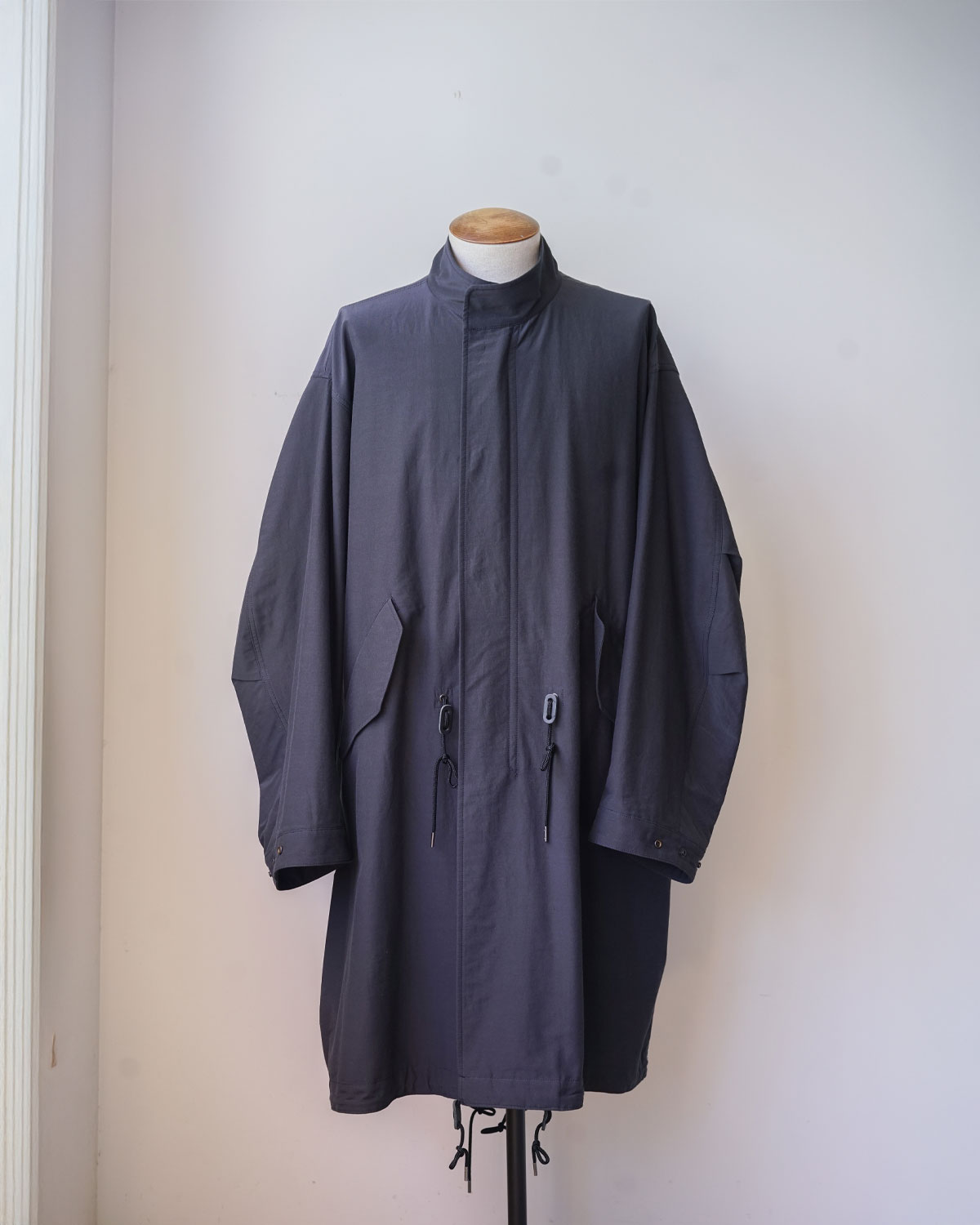 FISH TAIL COAT ‐Double Face Cotton Silk‐ [Dark Navy]