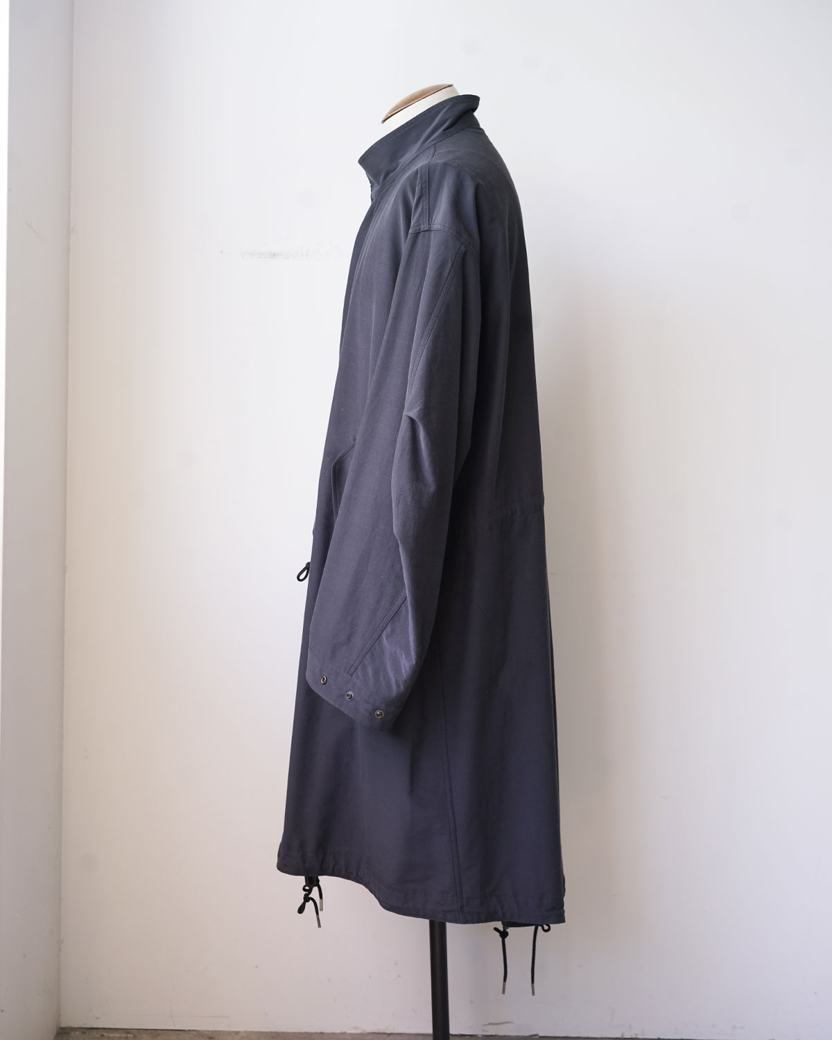 FISH TAIL COAT ‐Double Face Cotton Silk‐ [Dark Navy]