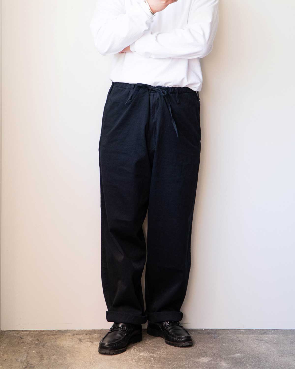 natural twill easy pants BLACK