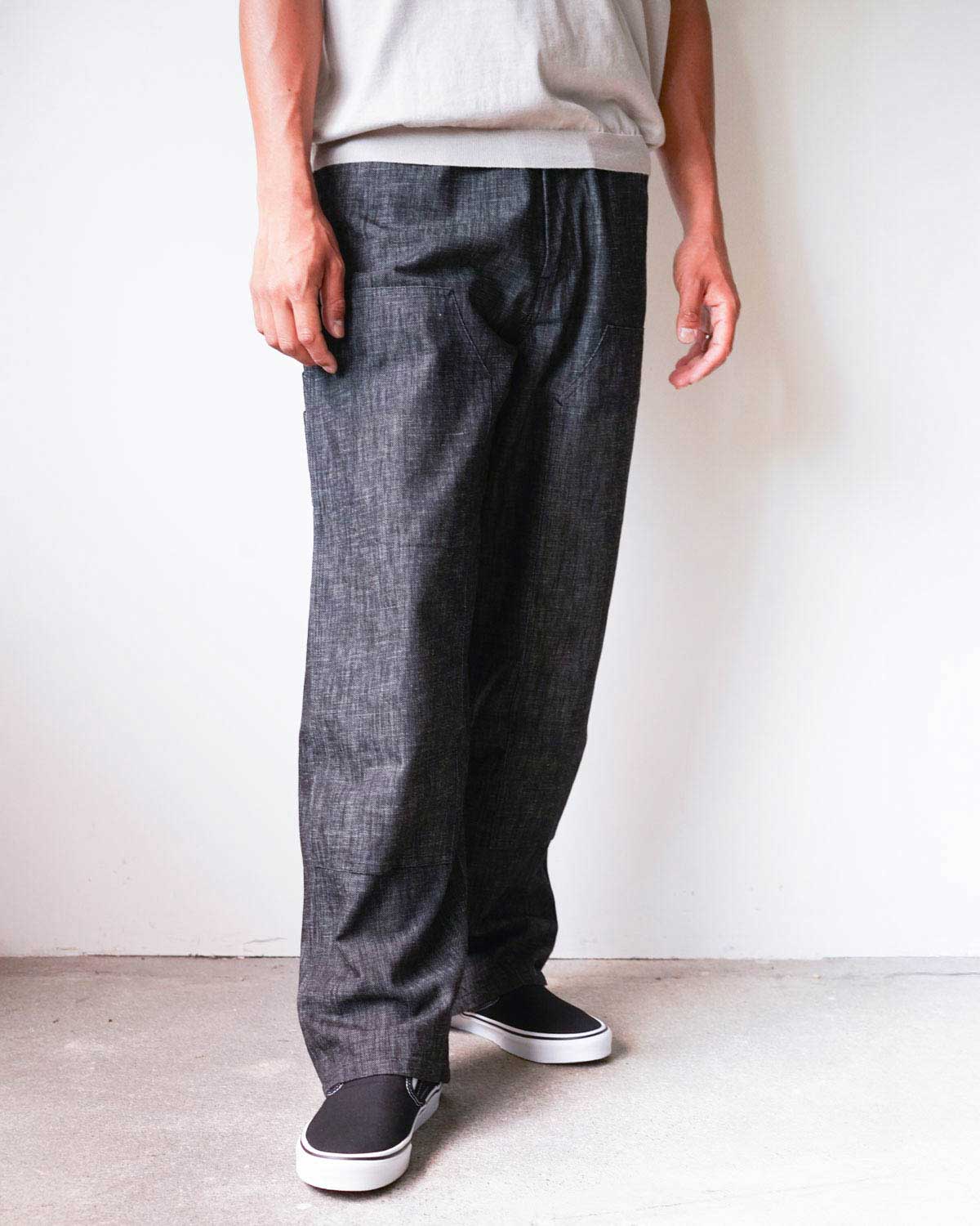 DOUBLE KNEE PAINTER PANTS dead stock 9oz black denim