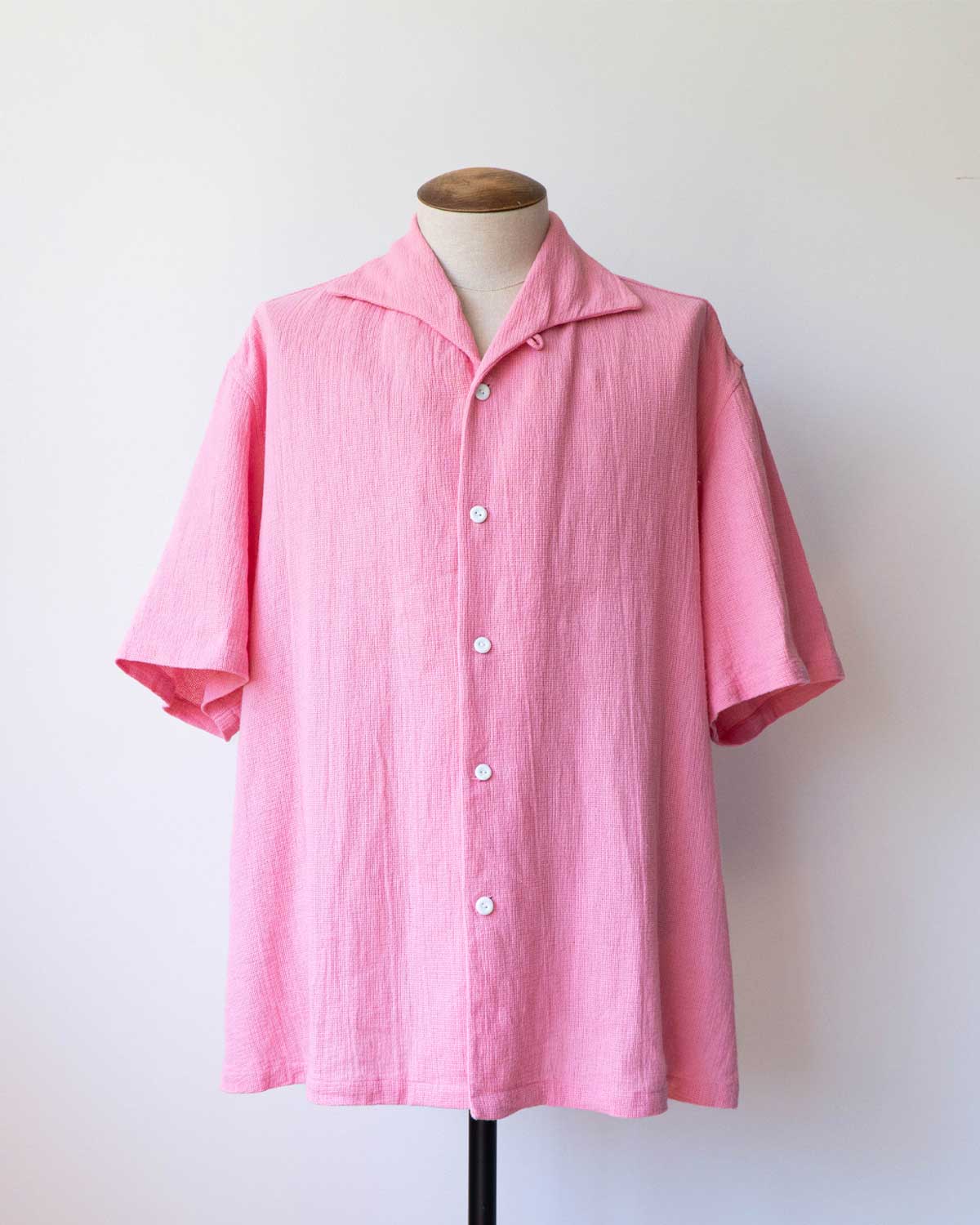 one piece collar short sleeve shirts (pink)