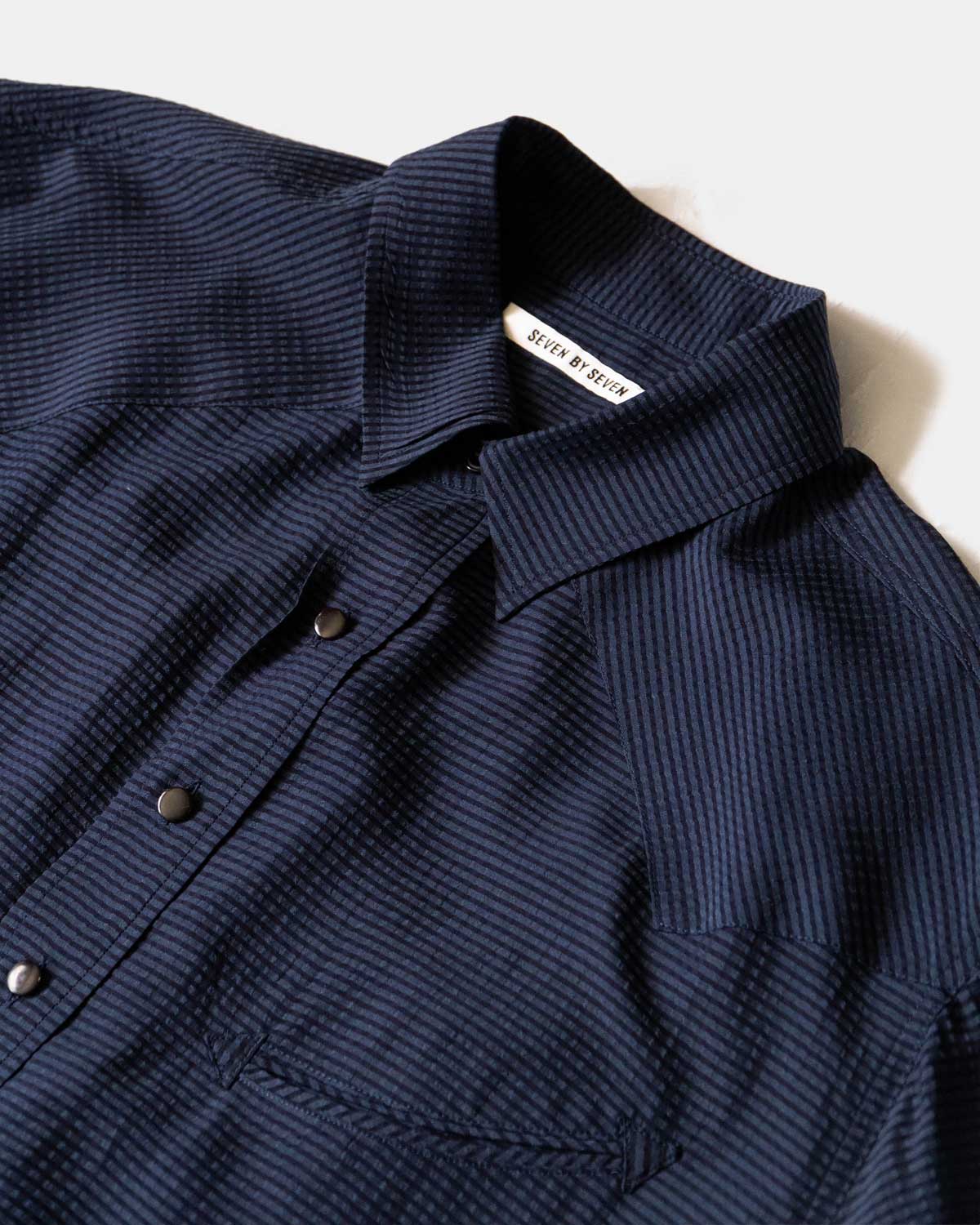SMILE POCKET sheer western shirts - Gingham check -