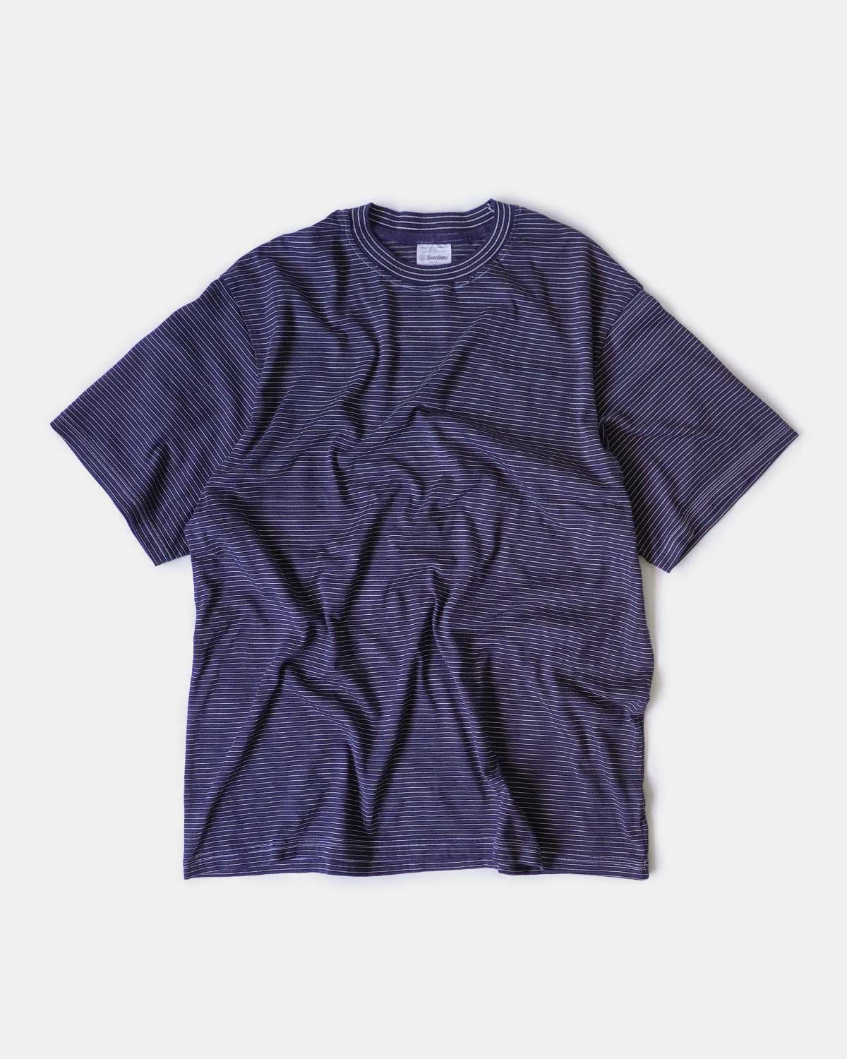 Yonetomi：GARMENT DYED BORDER T-SHIRT (Short Sleeve)-”BLACK NAVY×WHITE”