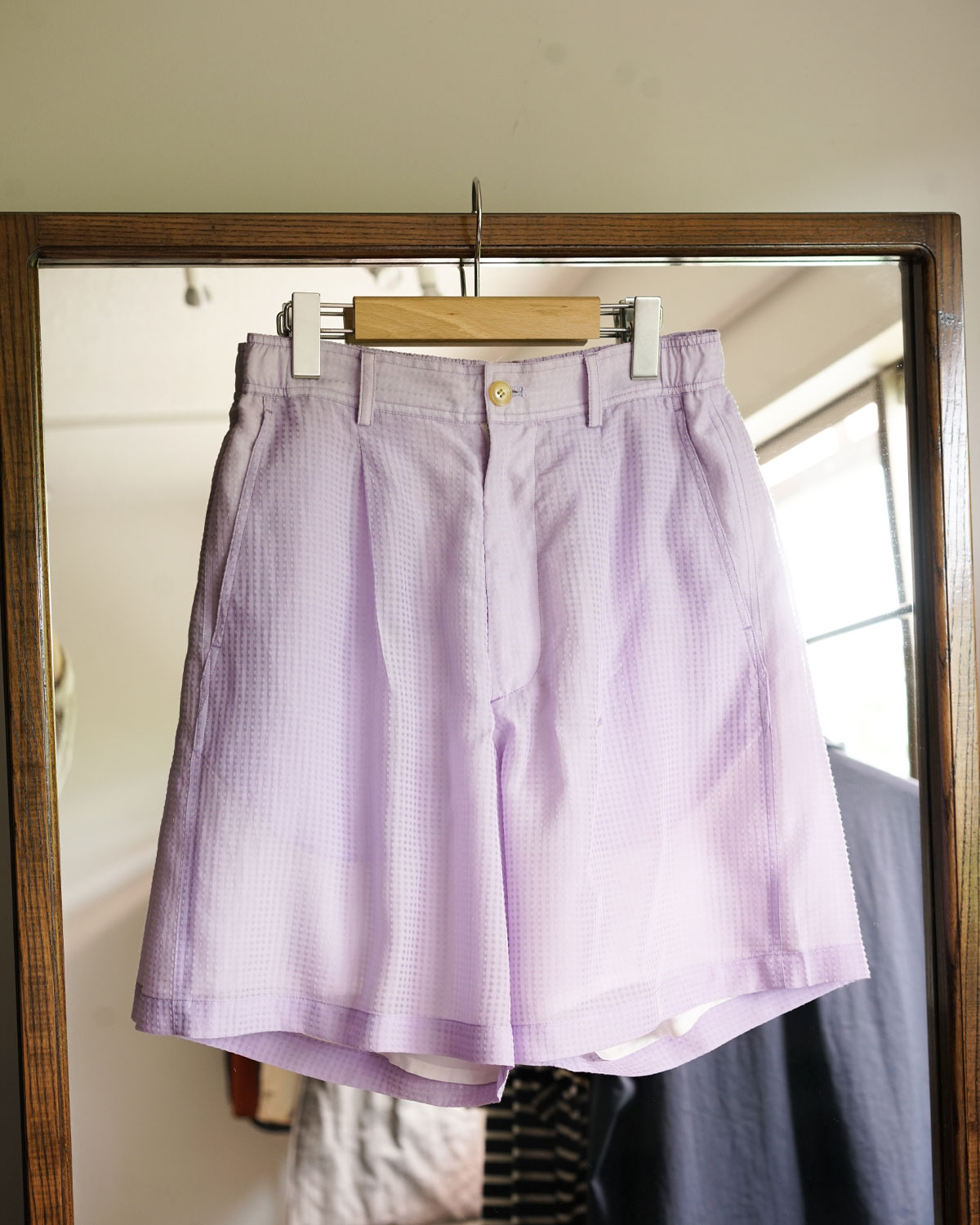 SHEER EASY SHORT TROUSERS ‐Gingham Check Indian fabric‐