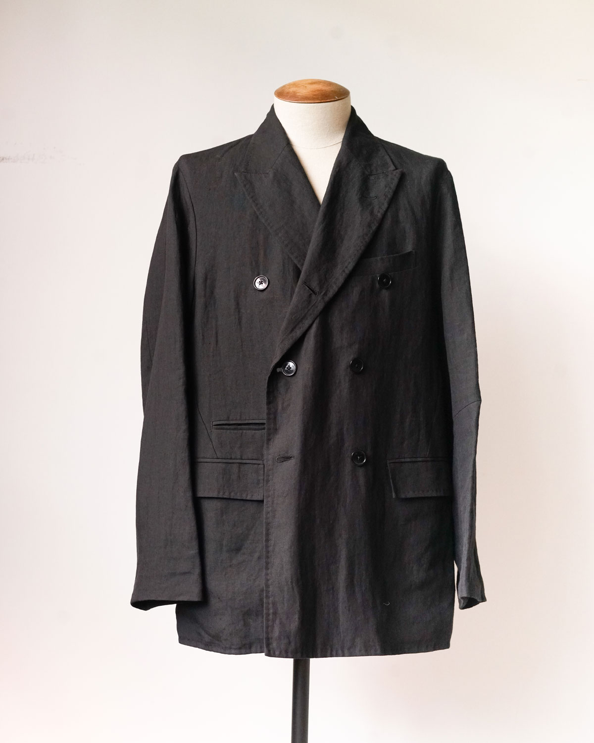 [K.ITO] High Count Linen Double Jacket - Black