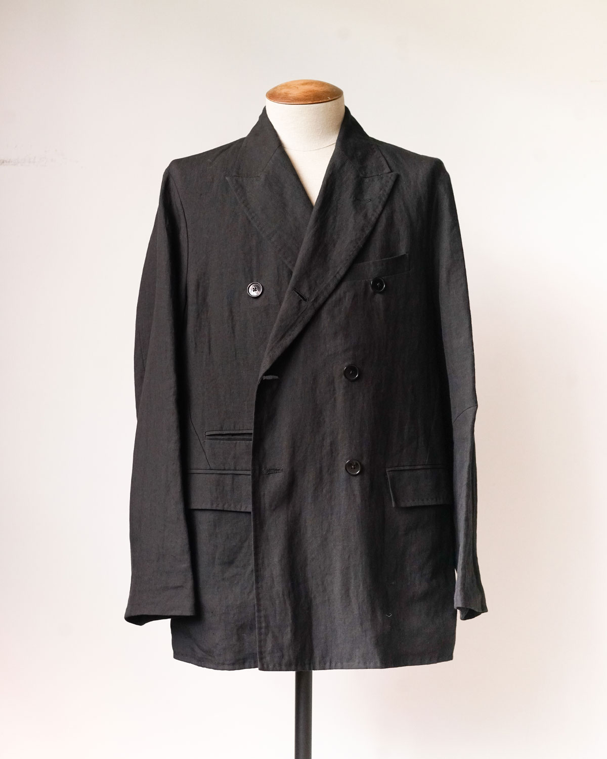 [K.ITO] High Count Linen Double Jacket - Black