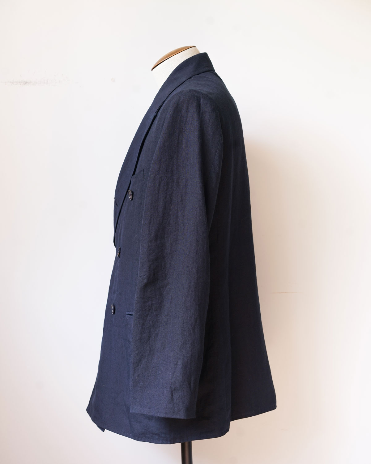 [K.ITO] High Count Linen Double Jacket - Navy