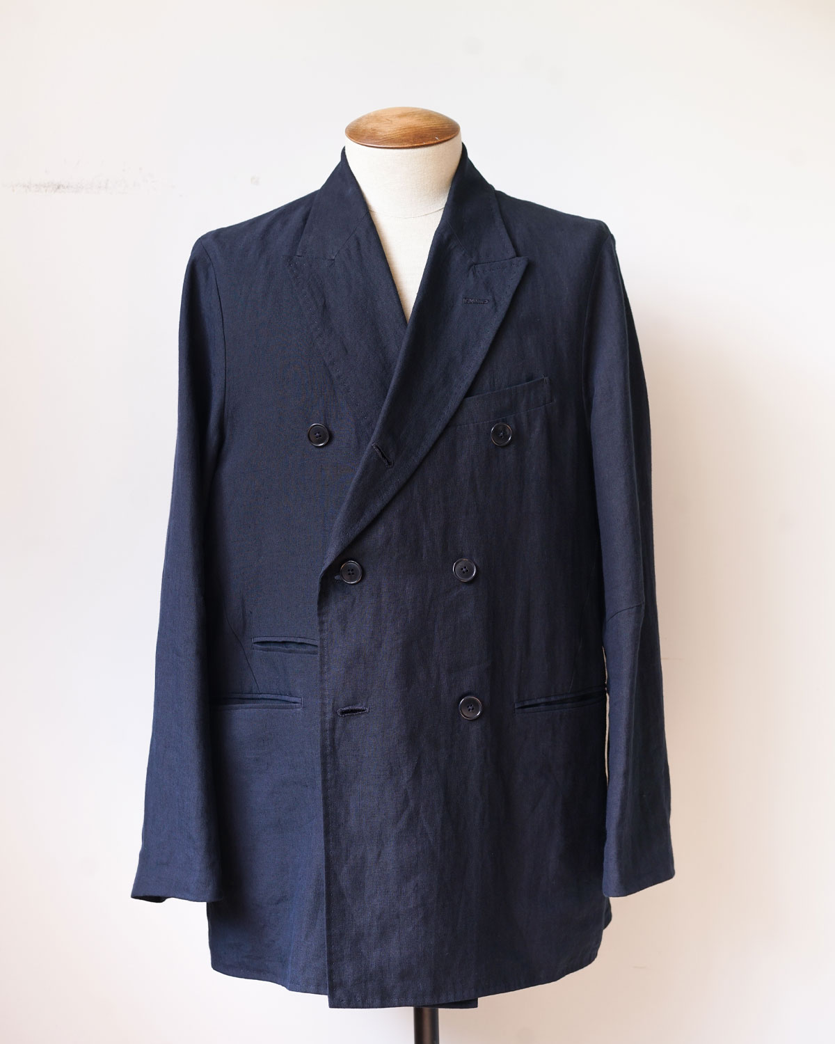 [K.ITO] High Count Linen Double Jacket - Navy