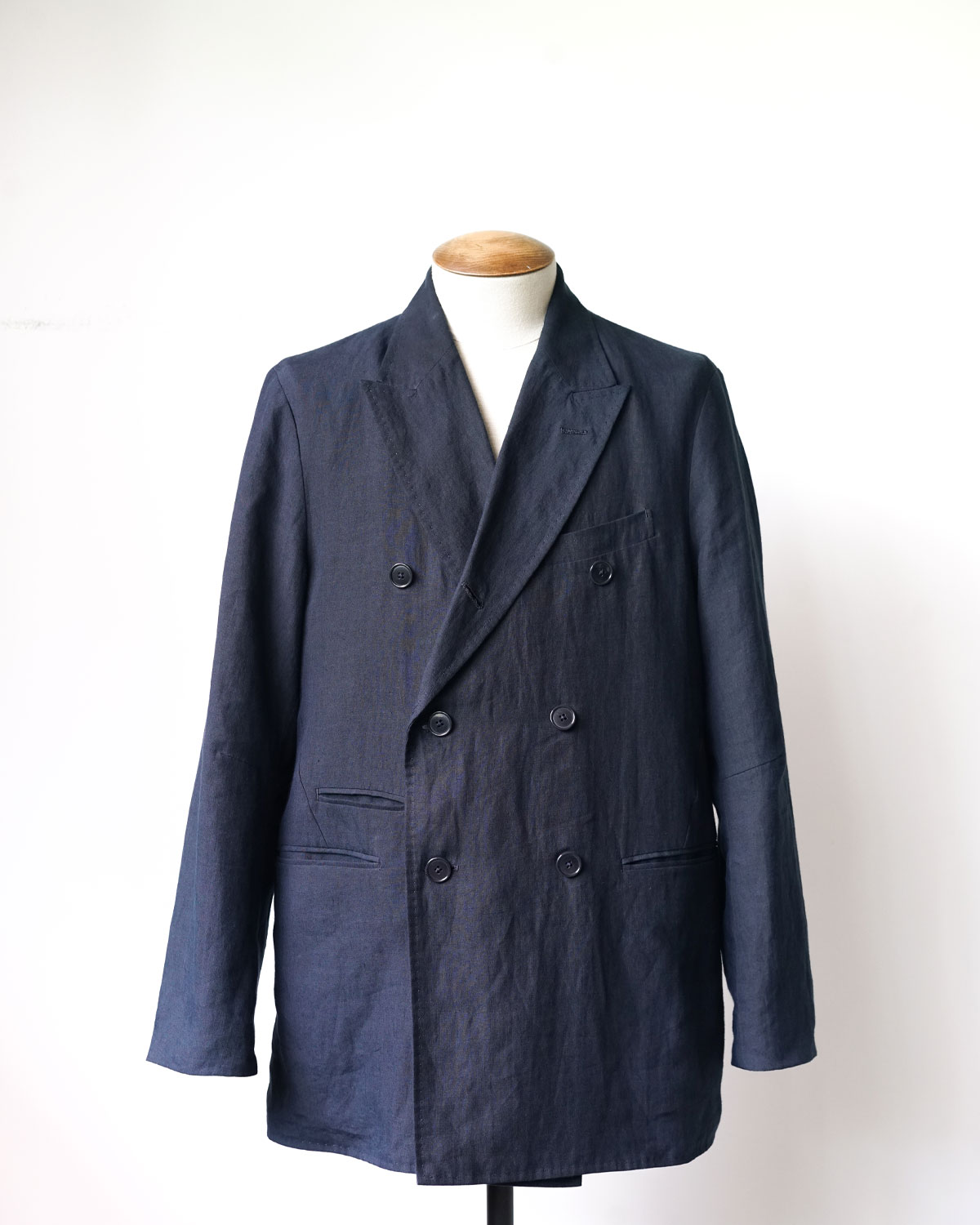 [K.ITO] High Count Linen Double Jacket - Navy