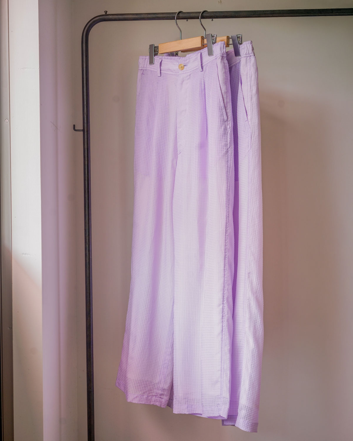 SHEER EASY TROUSERS ‐Gingham Check Indian fabric‐