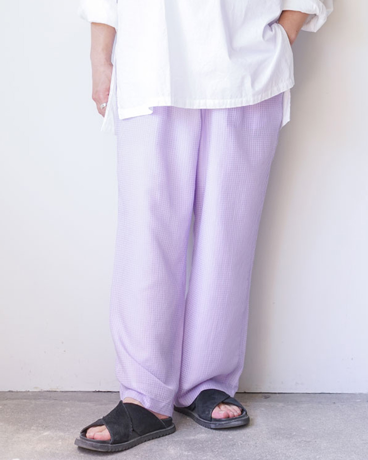 SHEER EASY TROUSERS ‐Gingham Check Indian fabric‐
