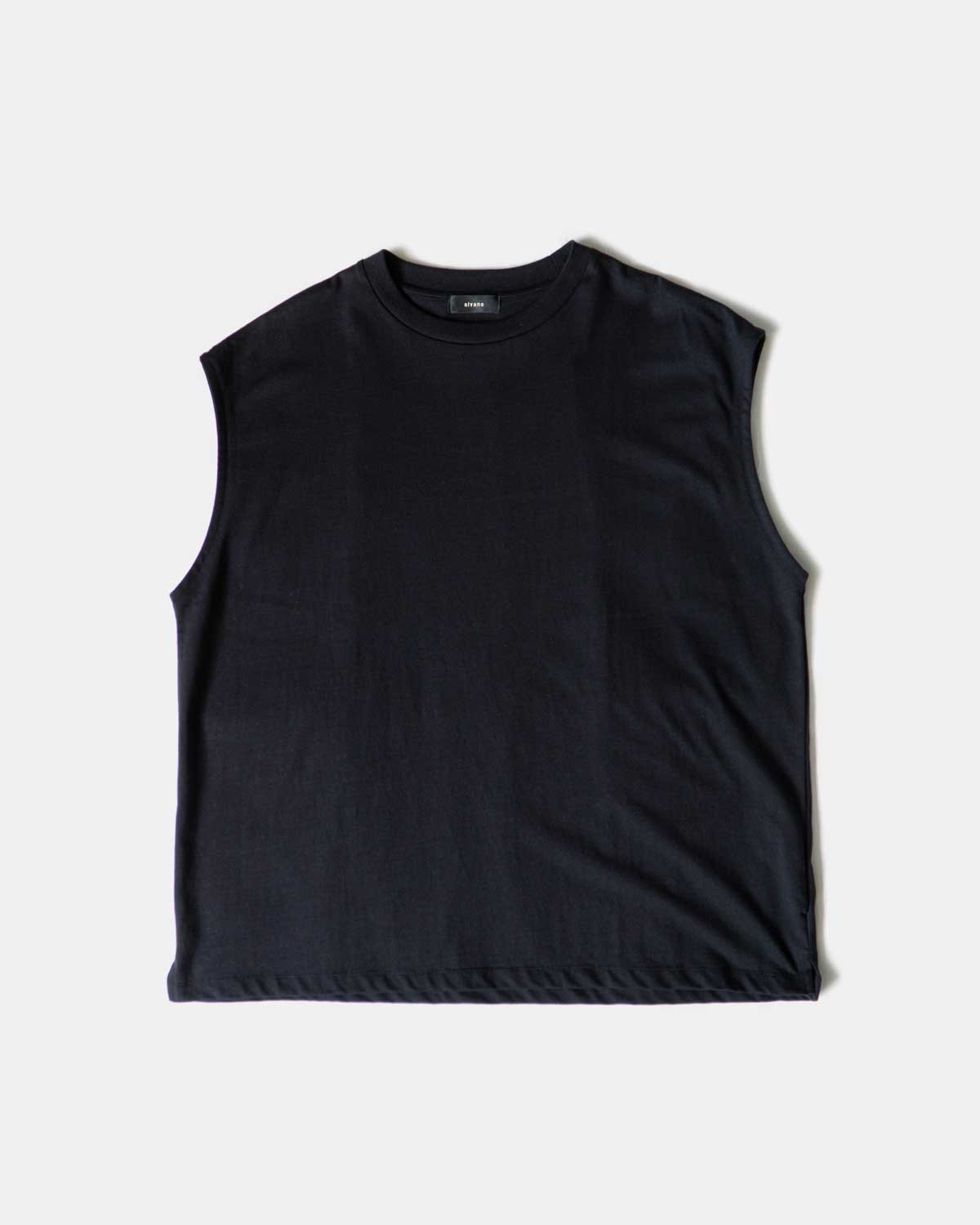 fade "no sleeve vest tee" black
