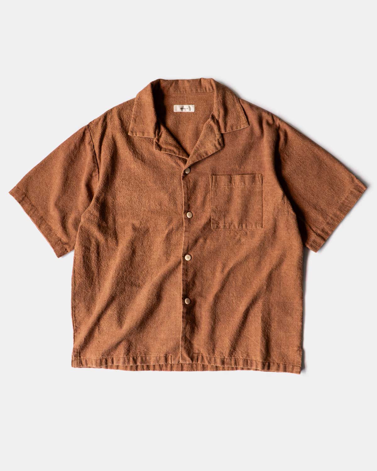 Handspun Hemp open collar shirts - brown
