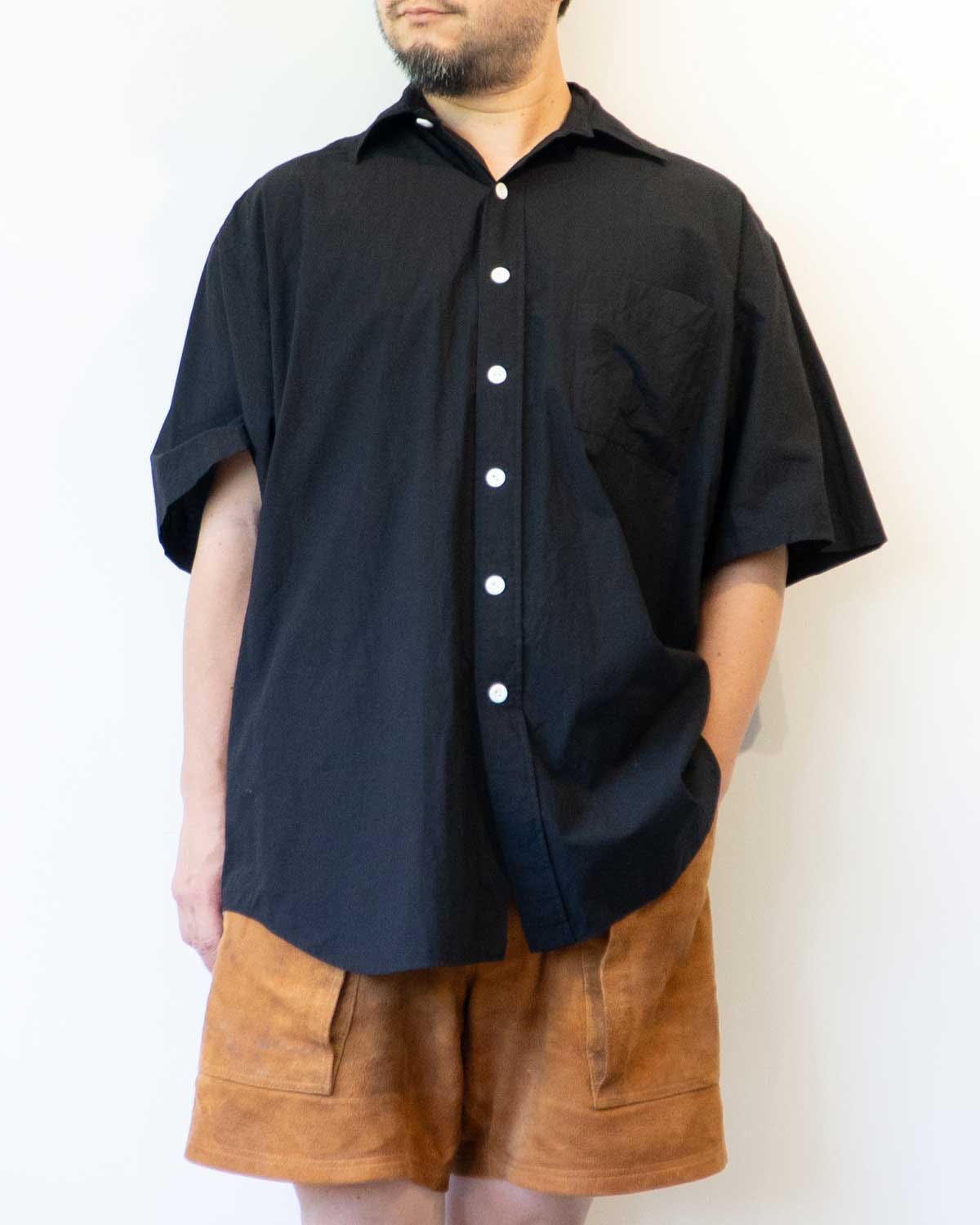 short sleeve - sowbow shirts type G " cotton / silk " black