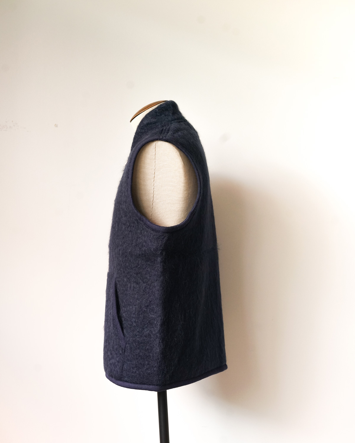 Shaggy Double Zip Vest - NAVY