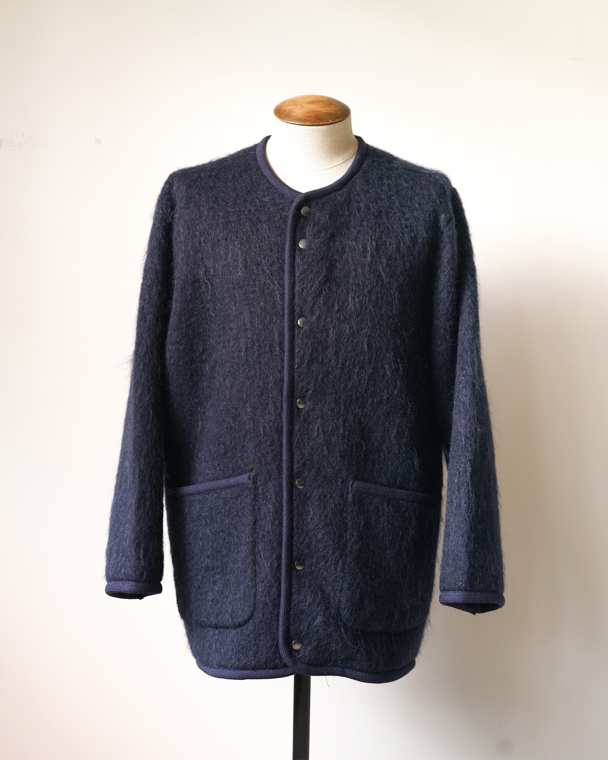 Shaggy No Collar Jacket - NAVY