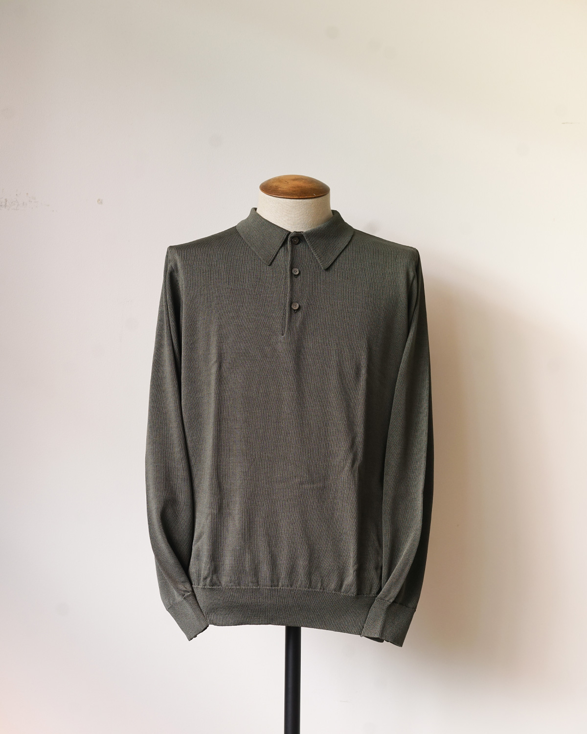 SILK KNIT POLO - "D. GREEN"