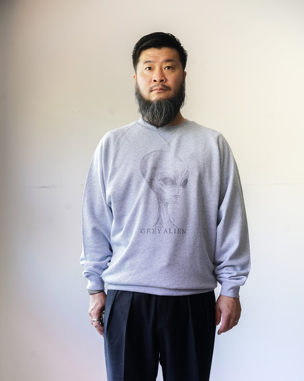GREY：（165cm66kgでMサイズがジャストサイズです）