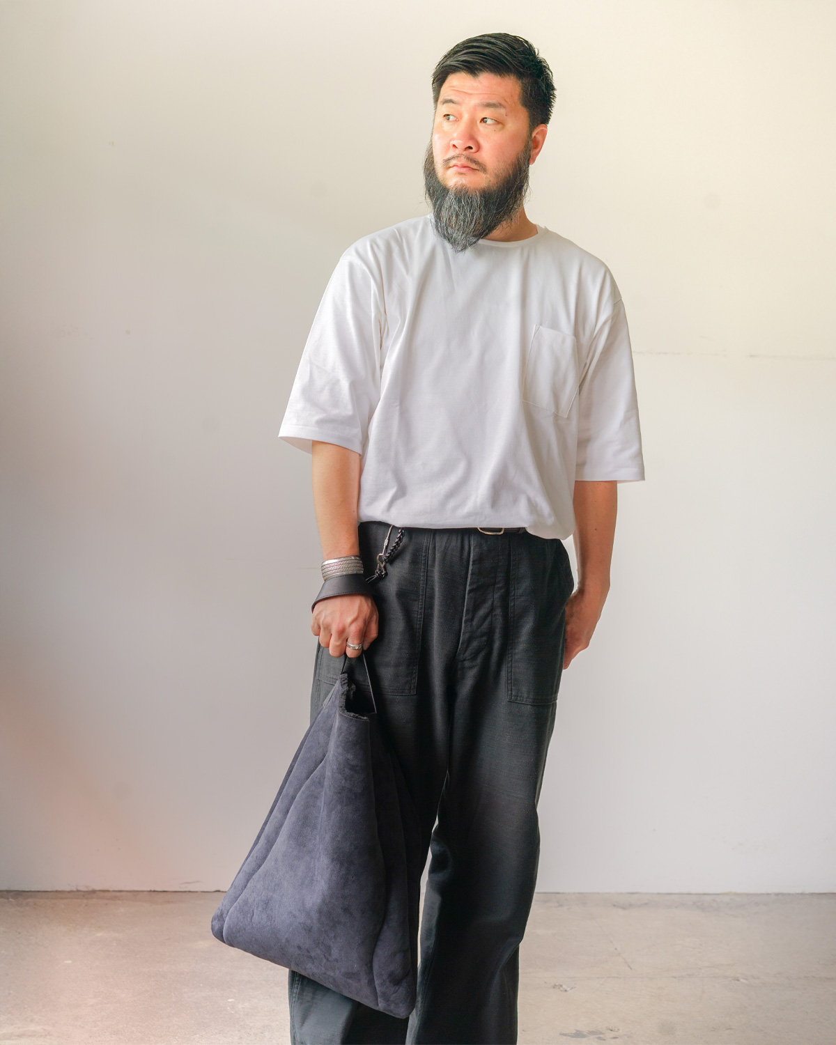 black（165cm男性が肩がけしたイメージ）