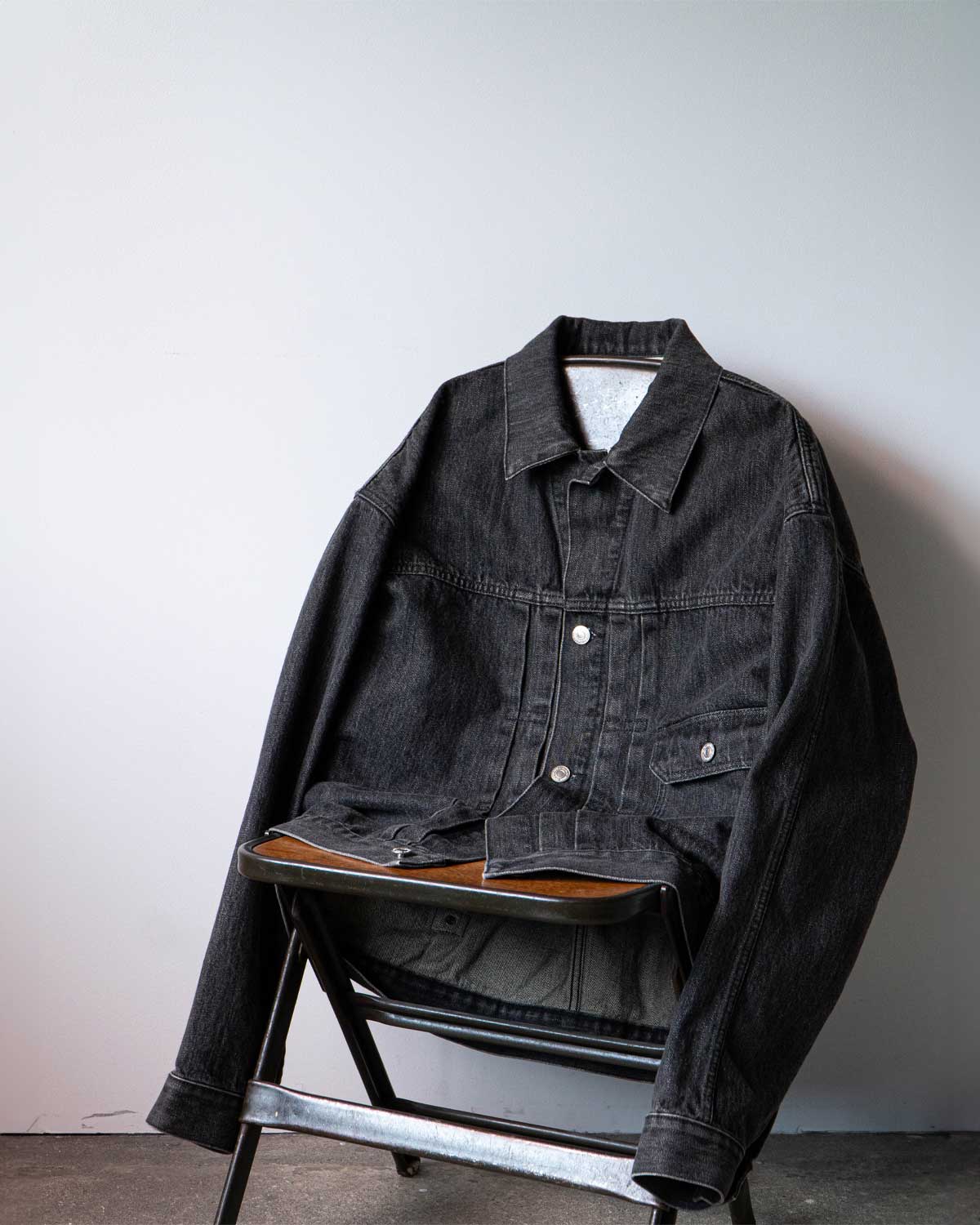 1ST TYPE DENIM JACKET ‐Wash‐ "BLACK"