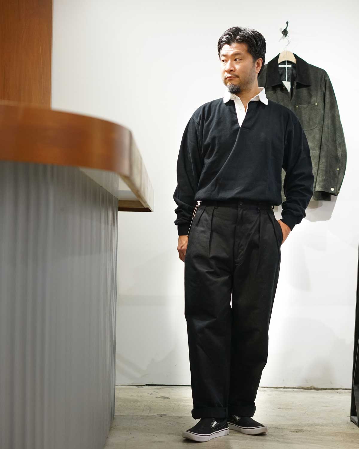 BRICK sports wear ”rugger shirt” black