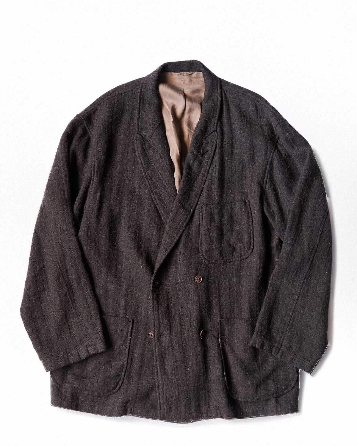 Double Breasted Work Jacket - Mix Black