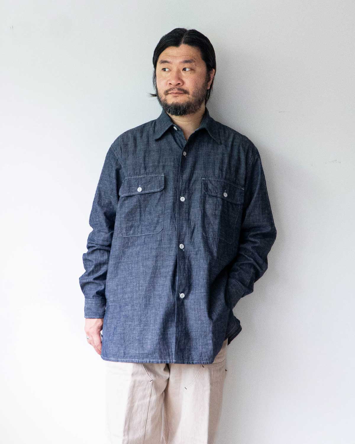 FLAP POCKET WORK SHIRT -chambray-