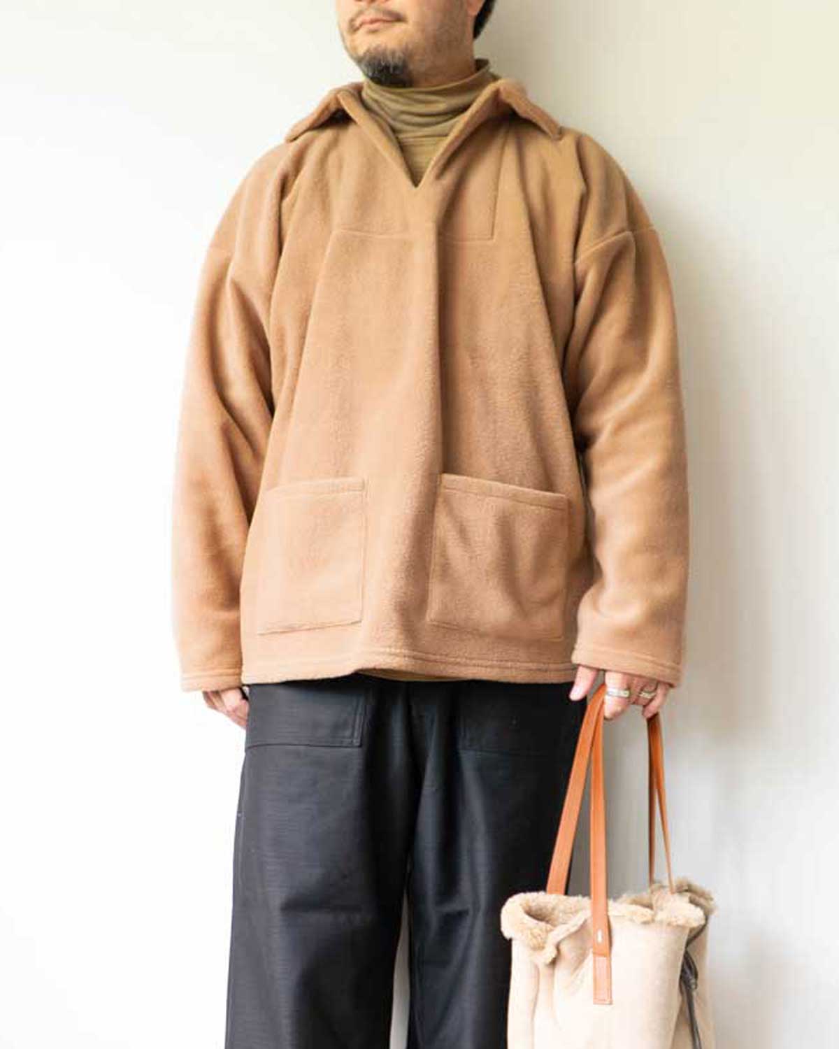 FLEECE fishermans smock - beige [MAX PROOF]