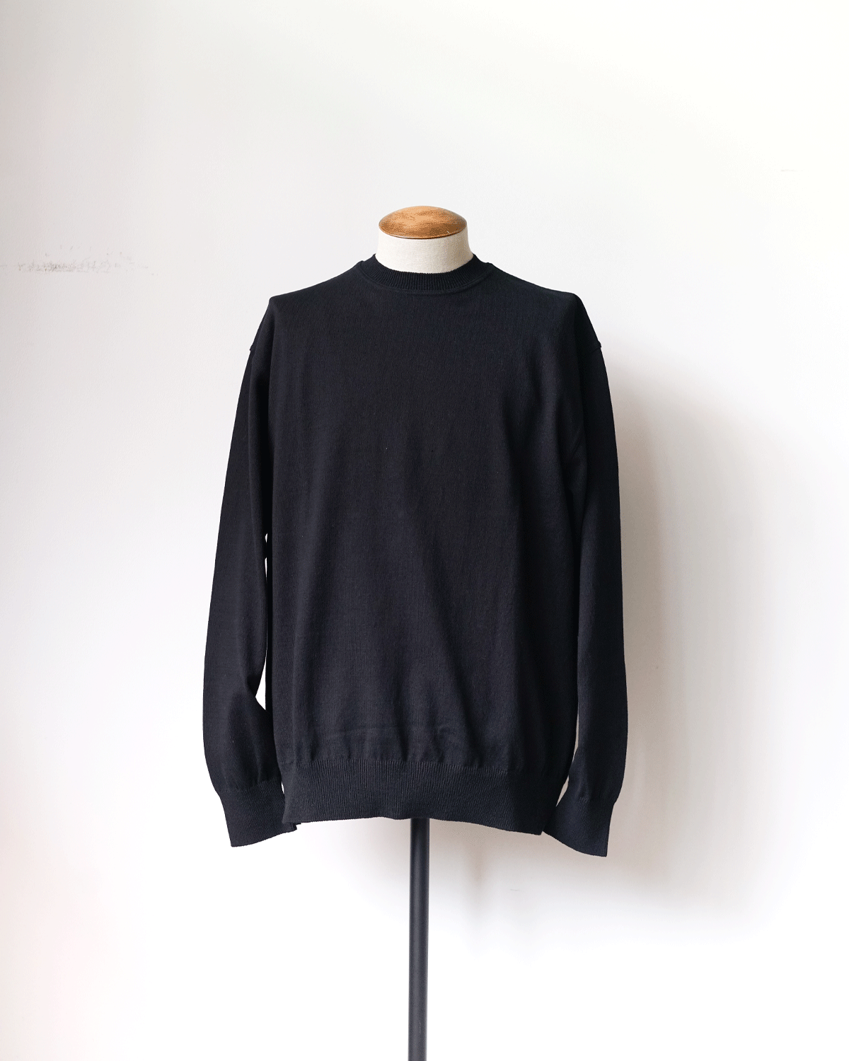 WAVE COTTON KNIT PULLOVER - black [Yonetomi]