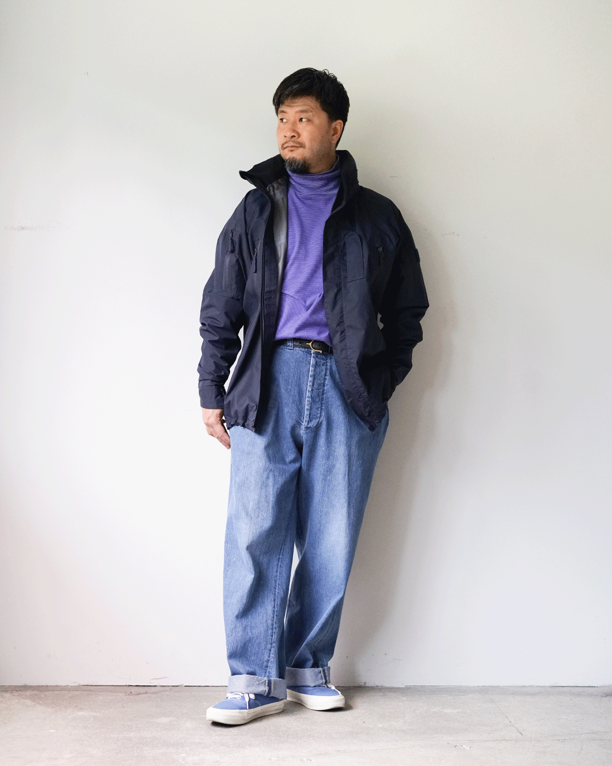 PURPLE(ROYAL NAVY WET WEATHER JACKET着用)