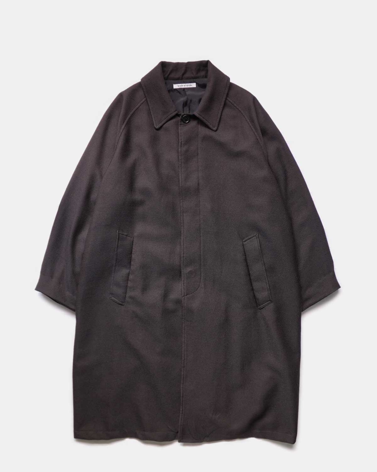 BAL COLLAR COAT ‐Silk Wool loose twill‐ [D. Brown]