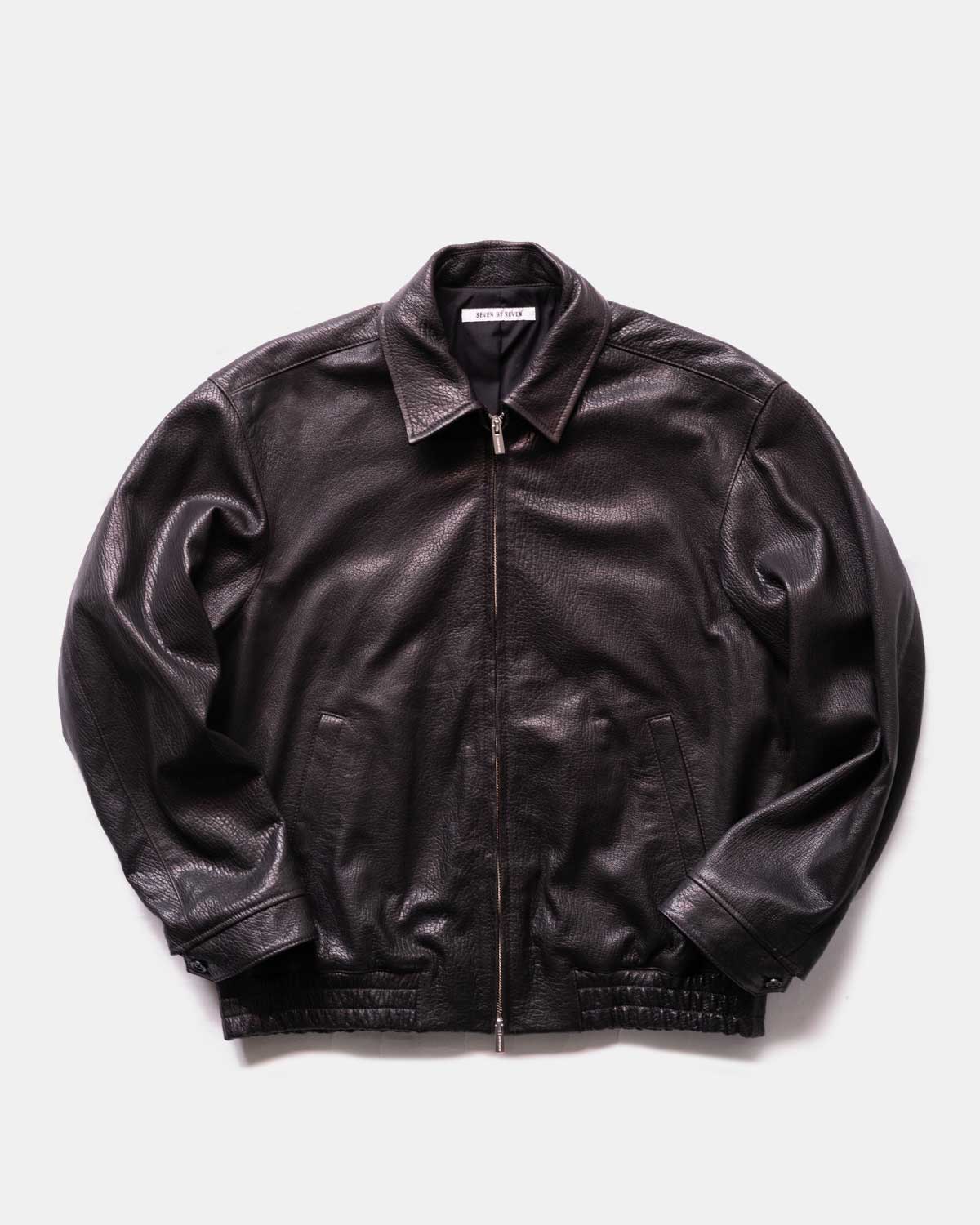 LEATHER ZIP UP BLOUSON ‐Sheep Shrink leather‐
