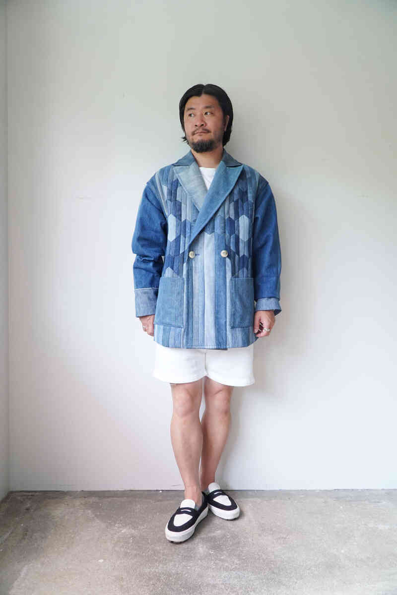 REWORK DENIM JACKET - Natives pattern - [SEVEN BY SEVEN] coordination image with short pants