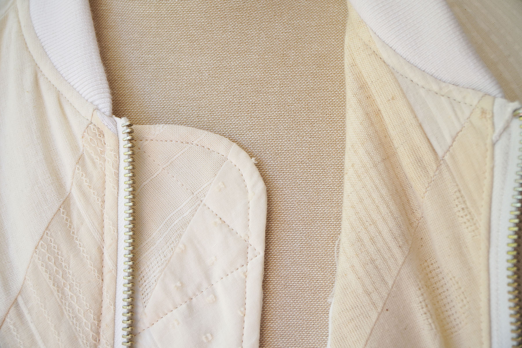 PATCHWORK MA-1 blouson - leftover indian khadi - front detail