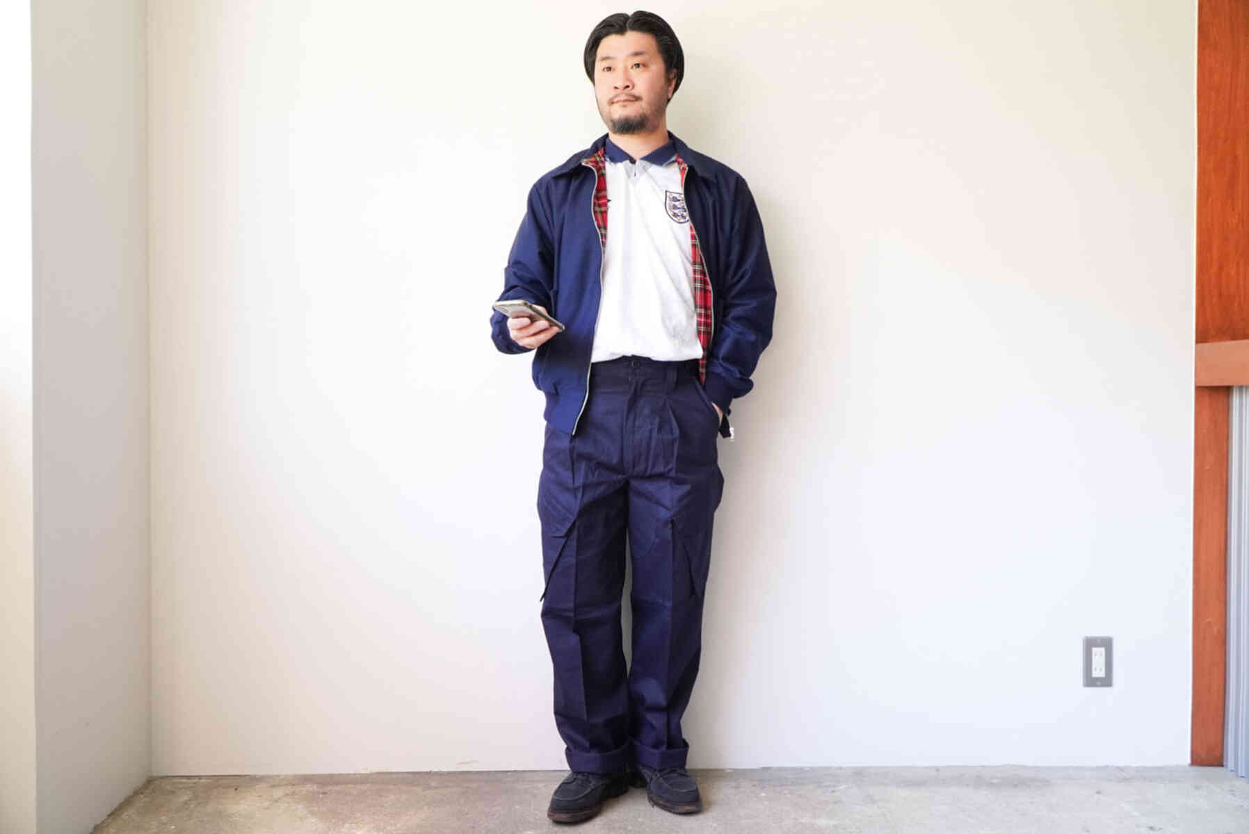 Cardigan and Harrington jacket [alvana and dead stock] styling image with jacket