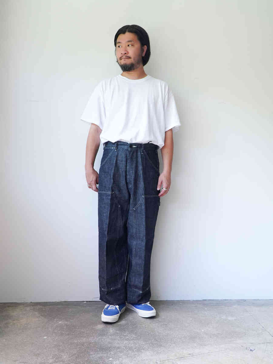 Double Knee Painter Pants Hemp Denim INDIGO [sowbow] wearing image