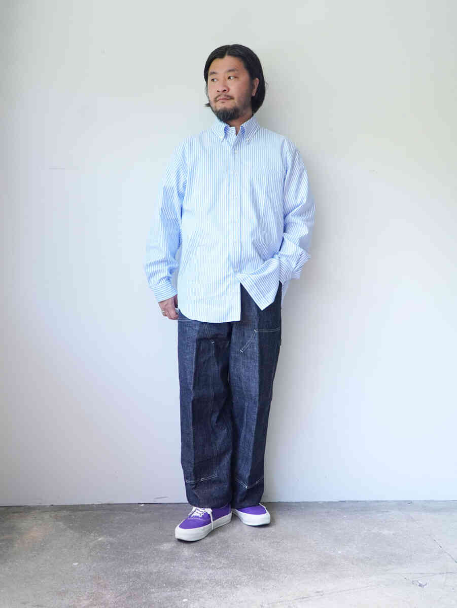 Double Knee Painter Pants Hemp Denim INDIGO [sowbow] coordination image with shirts