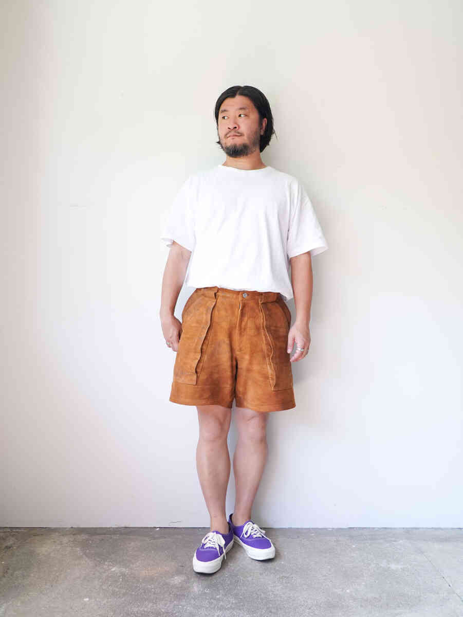 suede leather short pants -W POCKET-[SEVEN BY SEVEN] wearing image