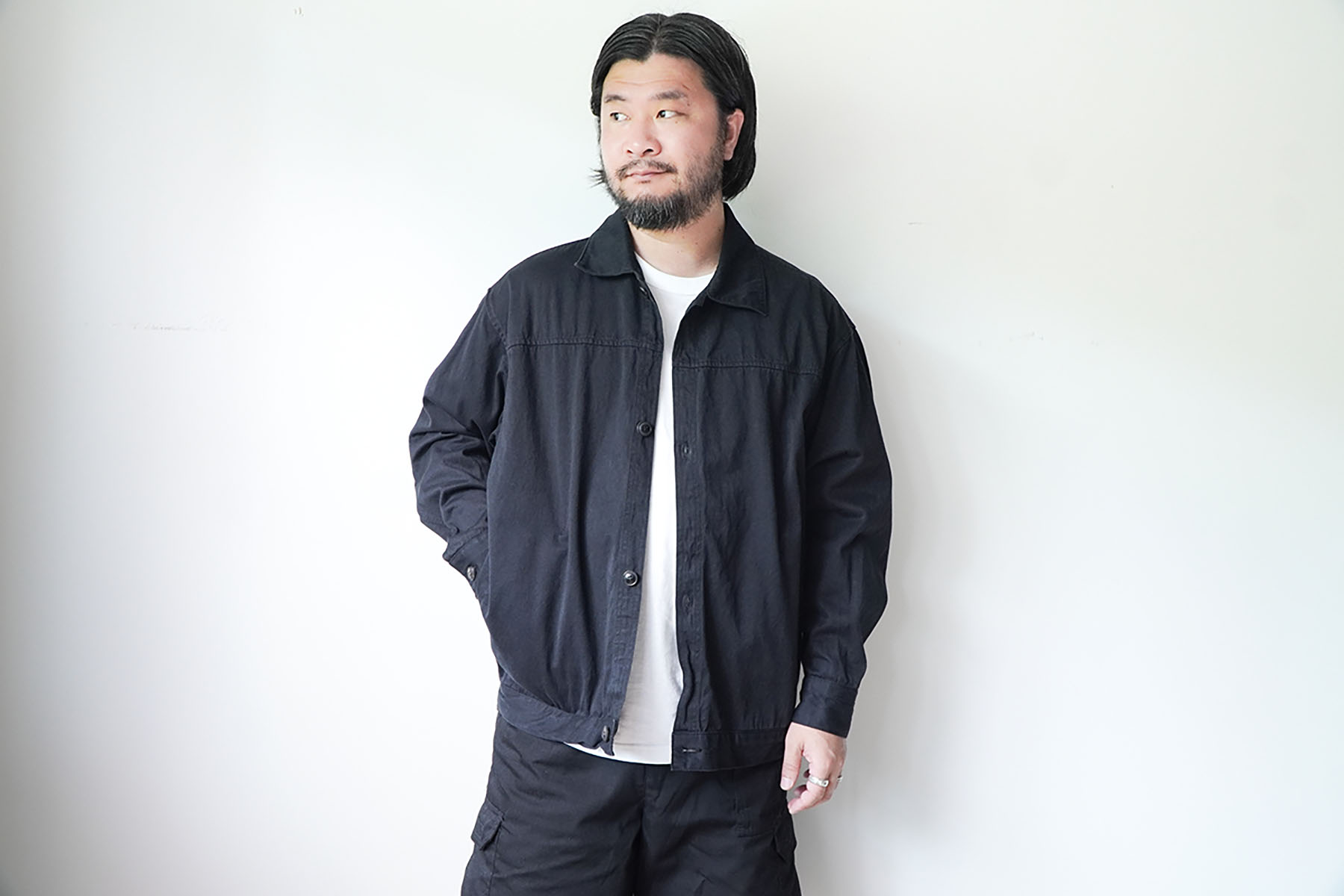 NATURAL TWILL SHORT JACKET [alvana] wearing image open