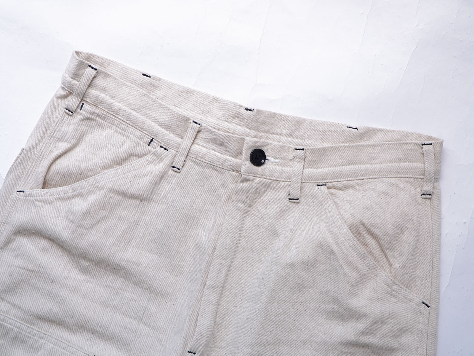 DoubleKnee Painter Pants Hemp Denim Natural [sowbow] waist detail