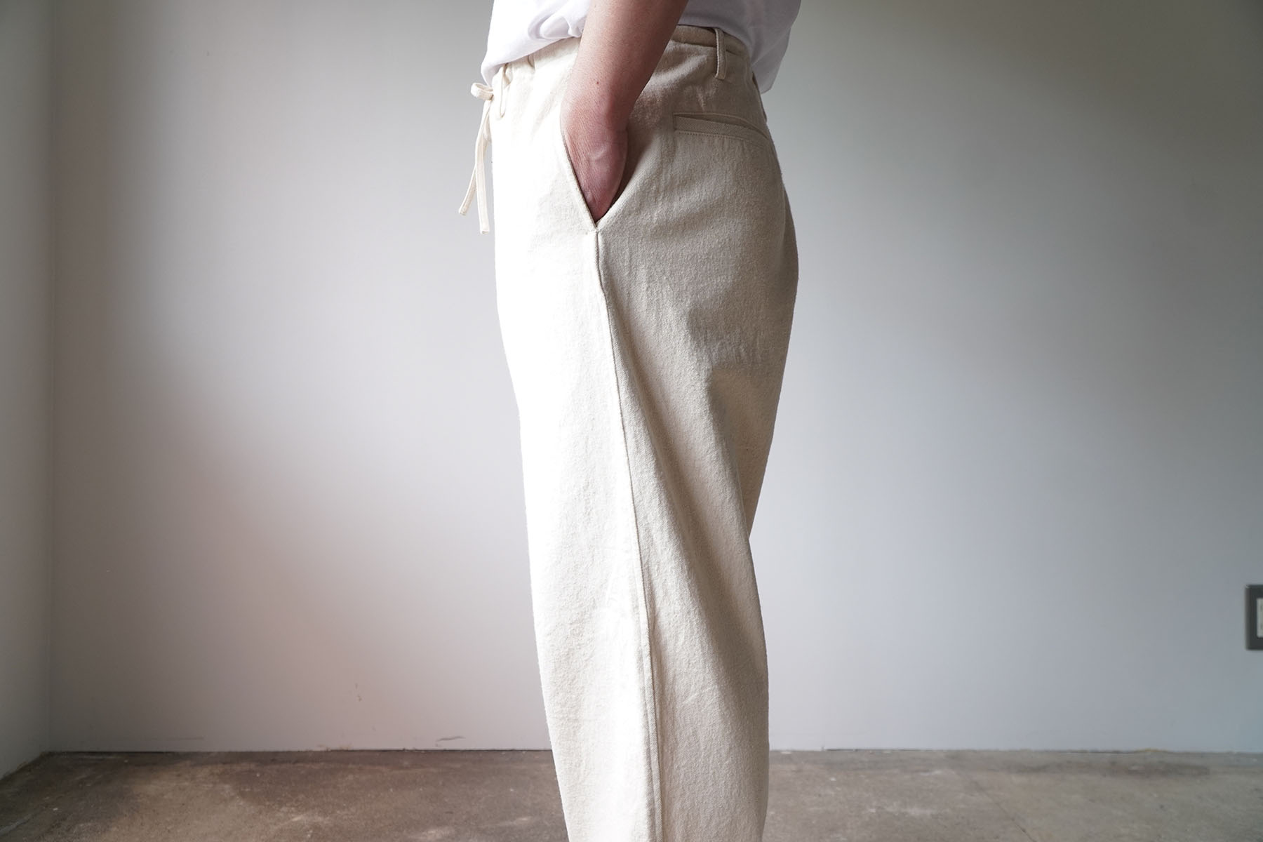-new color- natural twill easy pants side pockets