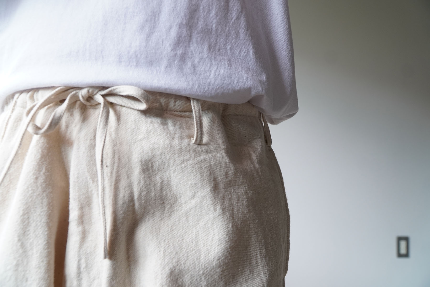 -new color- natural twill easy pants belt loop