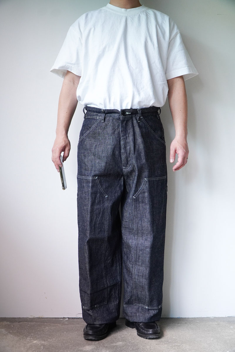 "indigo" double knee painter pants [sowbow] wearing image