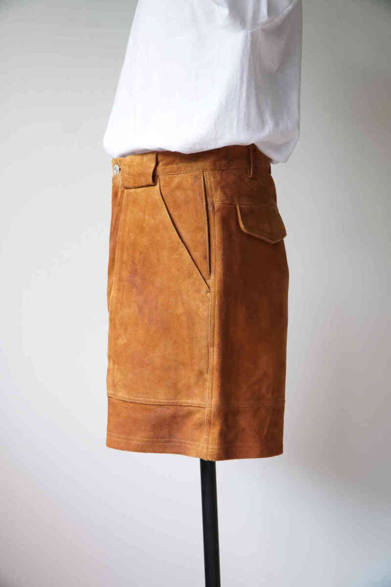 sheep suede leather W pocket shorts SIDE