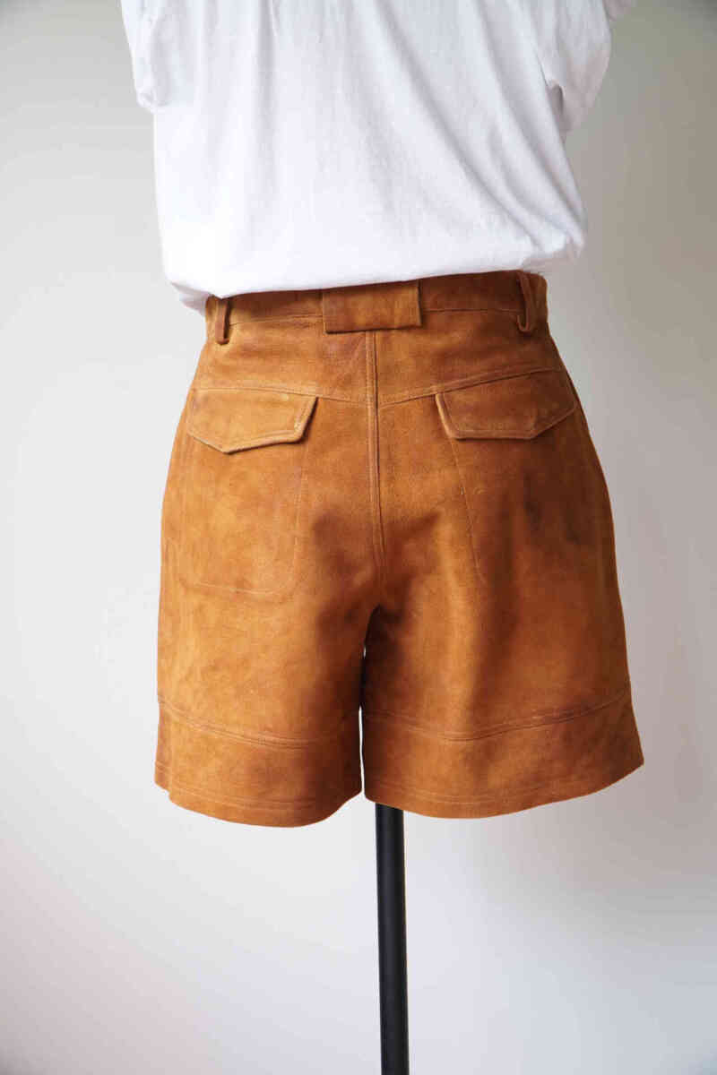 sheep suede leather W pocket shorts BACK 